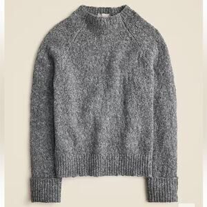 J.CREW Cuffed Sleeve Mockneck Sweater Heather Gray Chunky Soft Size Small NEW